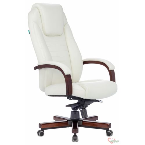 Кресло кож 9923WALNUT слоновая кость кожа крестовина металл/дерево