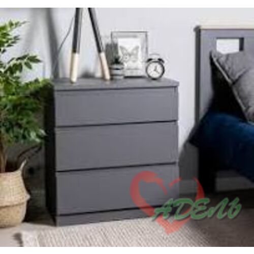 КАСТОР комод 3 ящика RU серый 650/396/716