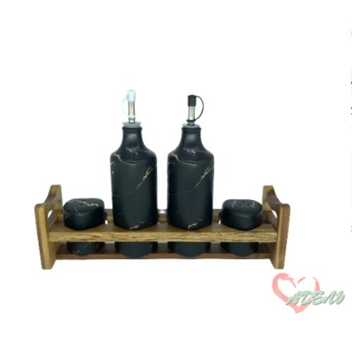 Набор для специй и соусов 4 предмета, фрф, дерево, черный