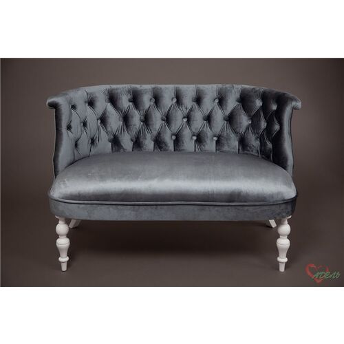 Диван Бархат (эмаль белая/ голубовато-серый)