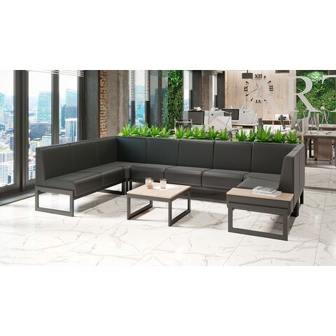 Диван Module двухместый+ столик черный/ опоры капучино 185*70*80