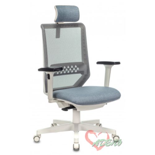 Кресло EXPERT серый сиденье голубой 38-405 сетка/ткань с подголов. крестовина пластик пластик белый&nbsp(новый товар)
