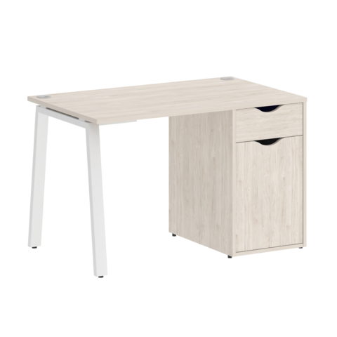 Home Office Стол с тумбой VR.SP-3-118.1.А белый бриллиант/белый металл