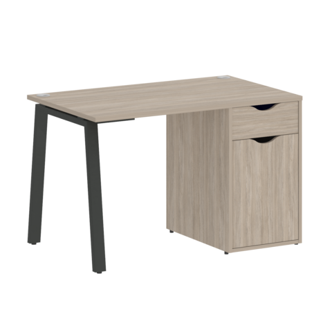 Home Office Стол с тумбой VR.SP-3-118.1.А белый бриллиант/белый металл