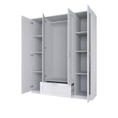 СИРИУС шкаф комбинированный 4 двери и 1 ящик, белый с 2-мя зеркалами 156*50*190