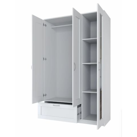 СИРИУС шкаф комбинированный 3 двери и 1 ящик белый