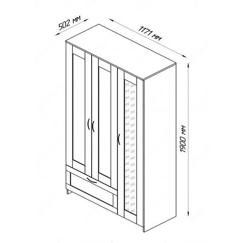 СИРИУС шкаф комбинированный 3 двери и 1 ящик дуб сонома