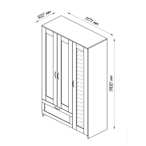 СИРИУС шкаф комбинированный 3 двери и 1 ящик венге