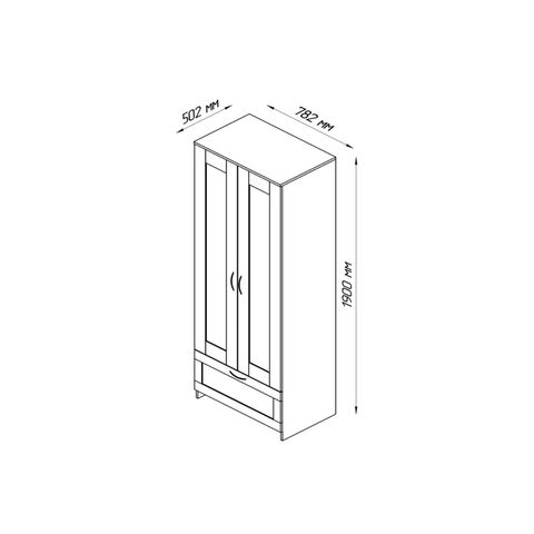 СИРИУС шкаф комбинированный 2 двери и 1 ящик белый, 78*50*190