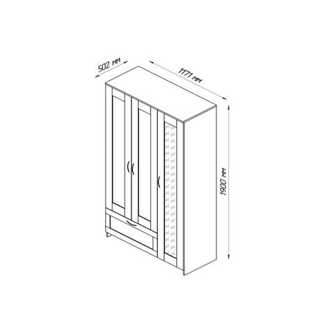 СИРИУС шкаф комбинированный 3 двери и 1 ящик, венге 117*50*190