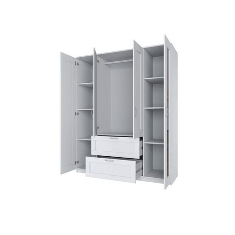СИРИУС шкаф комбинированный 4 двери и 2 ящик, белый с 2-мя зеркалами 156*50*190